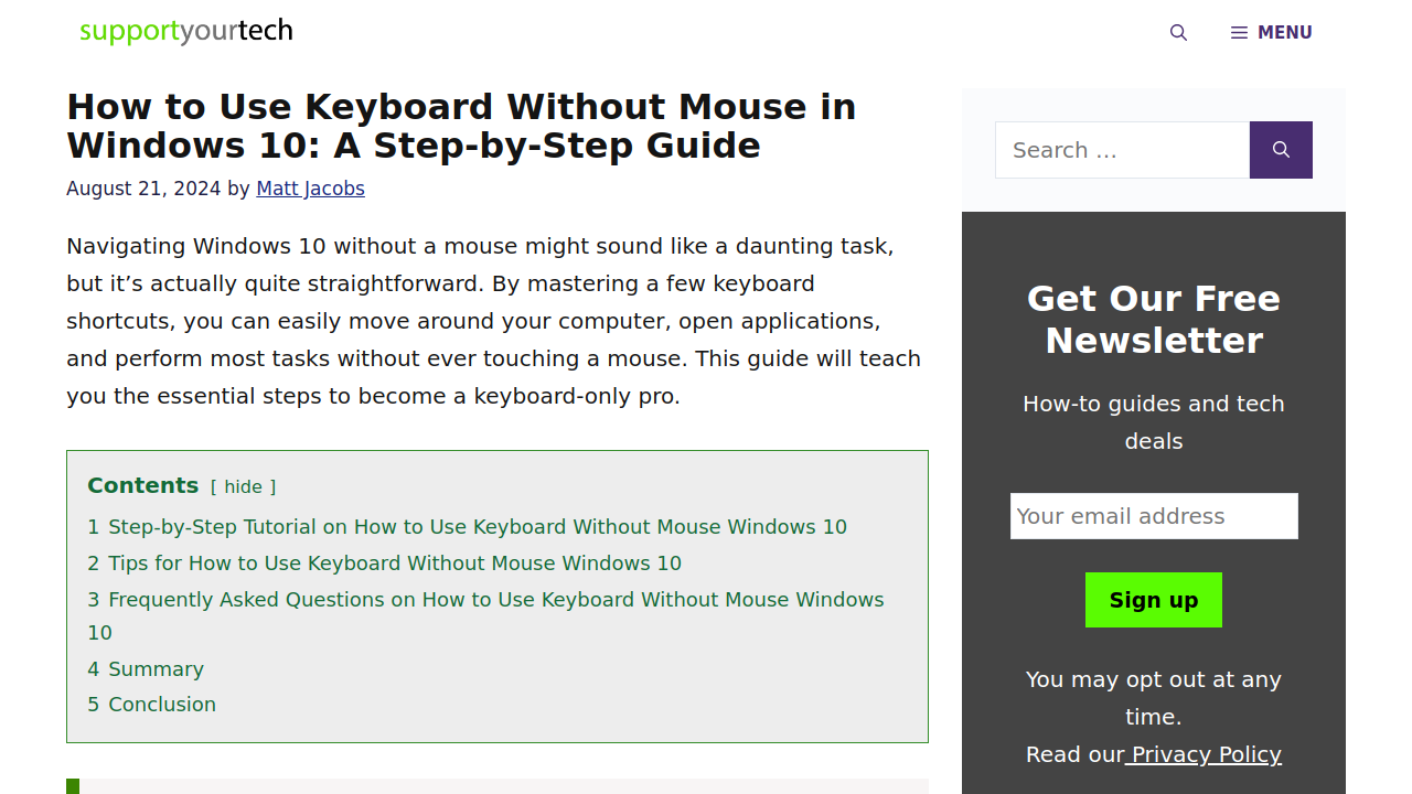Screenshot of How to Use Keyboard Without Mouse in Windows 10: A Step-by-Step Guide